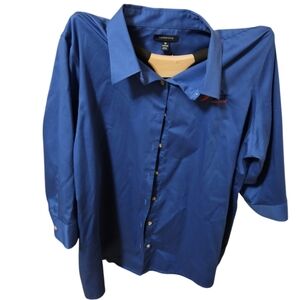 Lands' End Long Sleeves Royal Blue Heavy Duty  Button Shirt With Logo